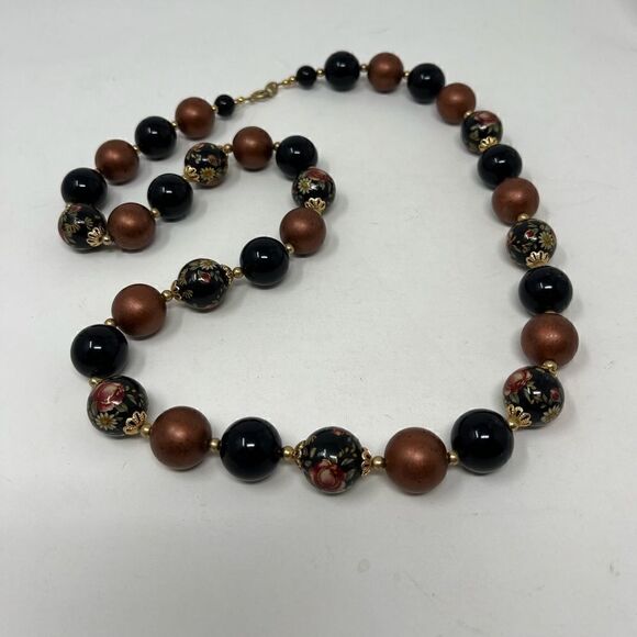 1950’s - 60’s made in Japan vintage signed necklace, with hand painted beads. - Picture 1 of 5
